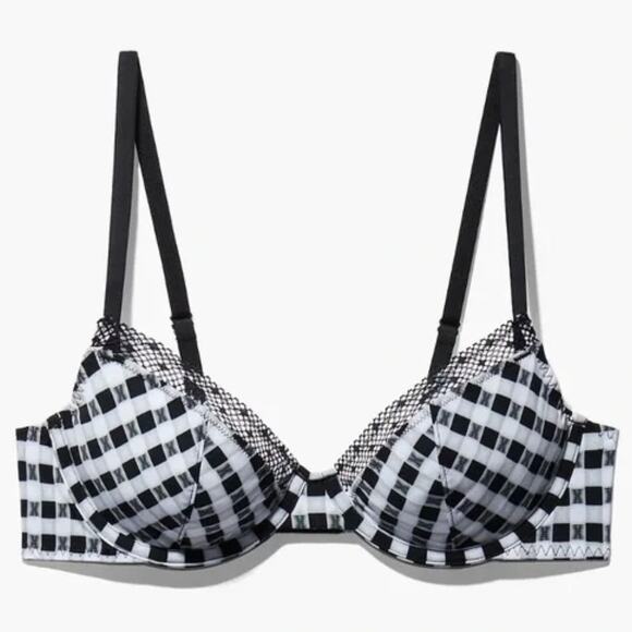 Savage X Fenty Gingham Remix Unlined Plunge Bra Size 36D - Picture 2 of 7